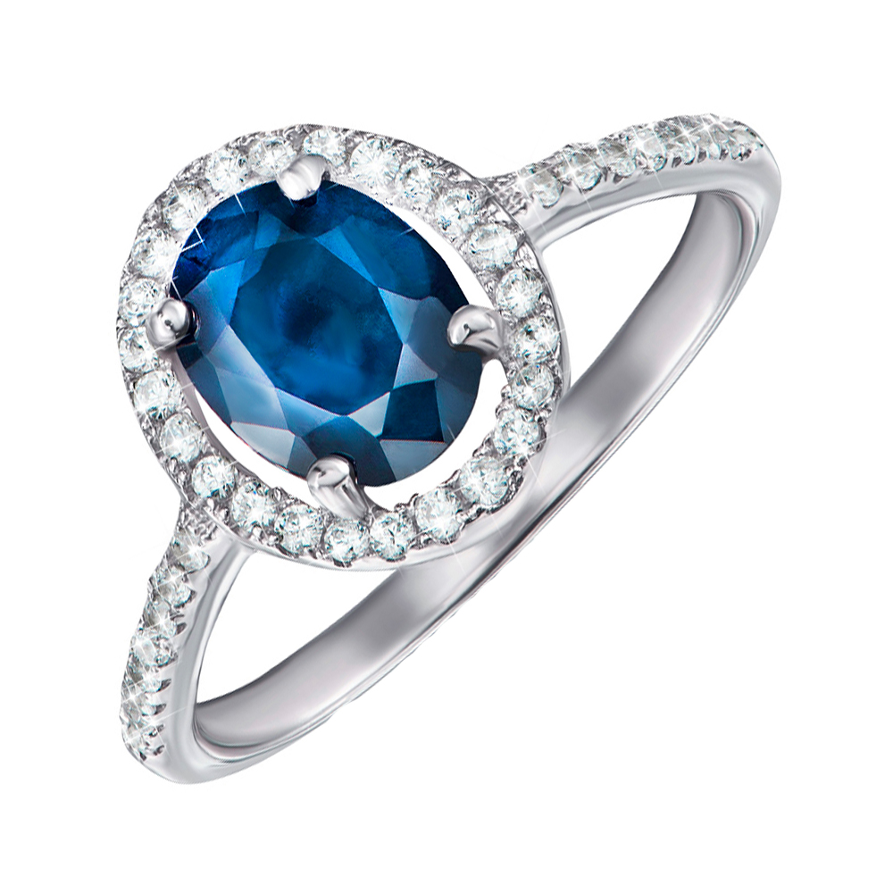 

Серебряное кольцо с лондон топазом и фианитами 000146810 16.5 размера