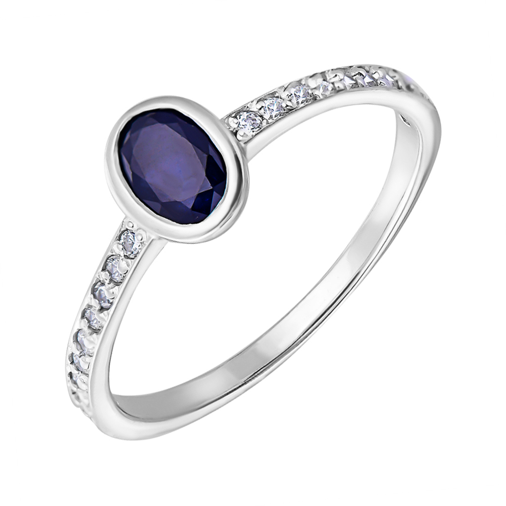 

Серебряное кольцо с сапфиром и фианитами 000132495 16 размера