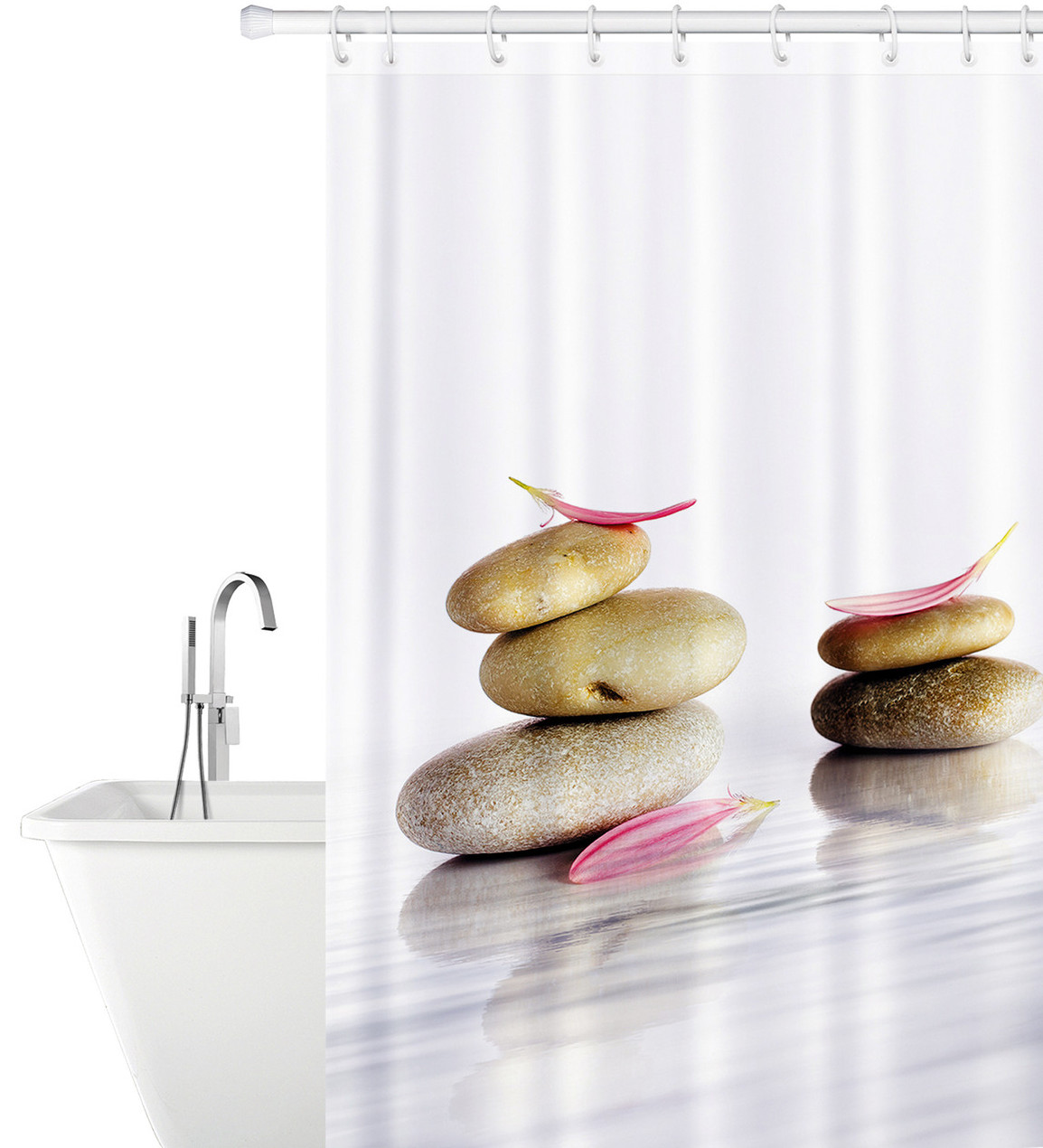 

Шторка для ванной Tatkraft Stone Garden с кольцами 180х180 см (14824)