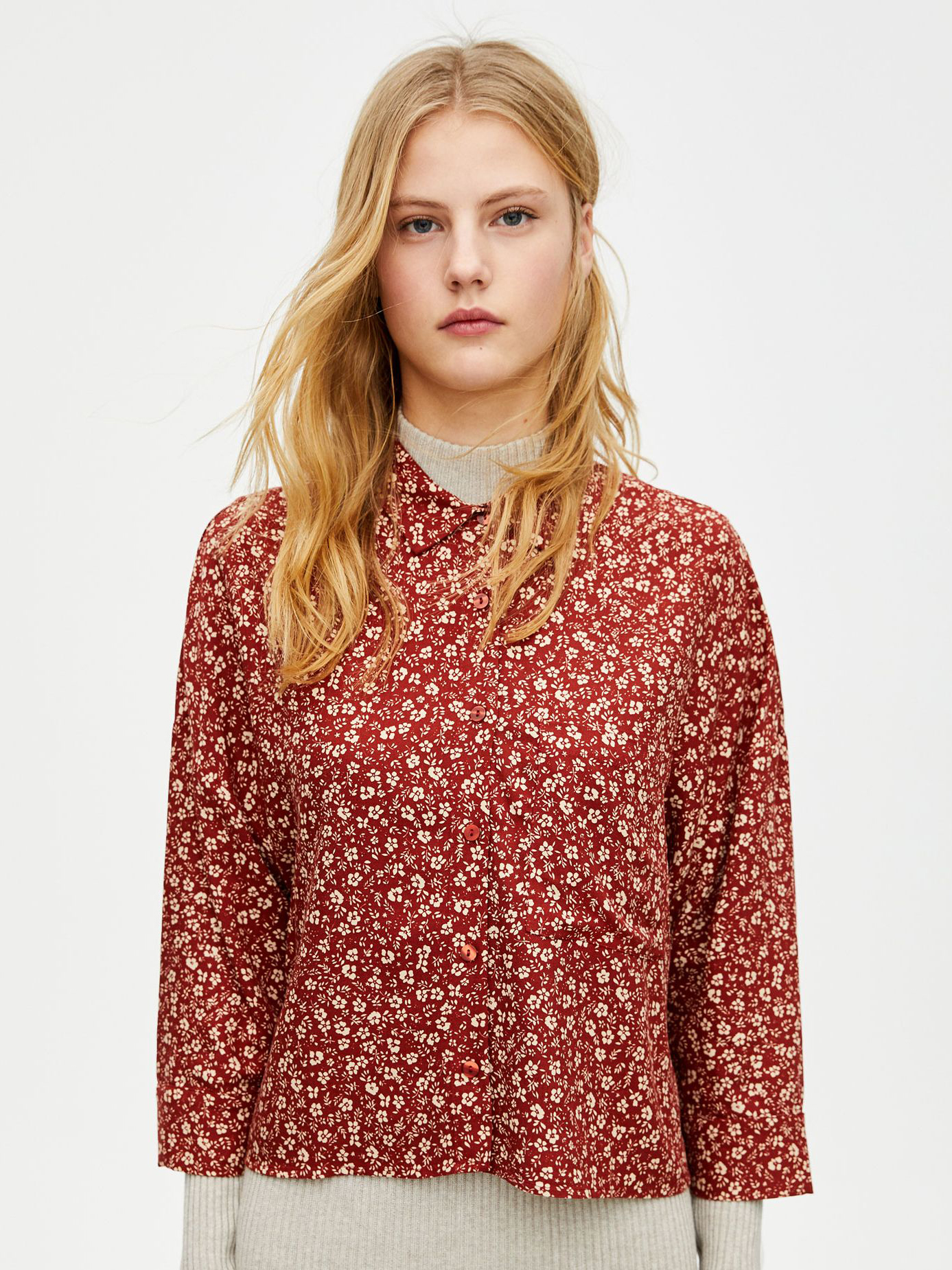 

Рубашка Pull & Bear 5470310b26  Бордовая, Рубашка Pull & Bear 5470310b26 S Бордовая