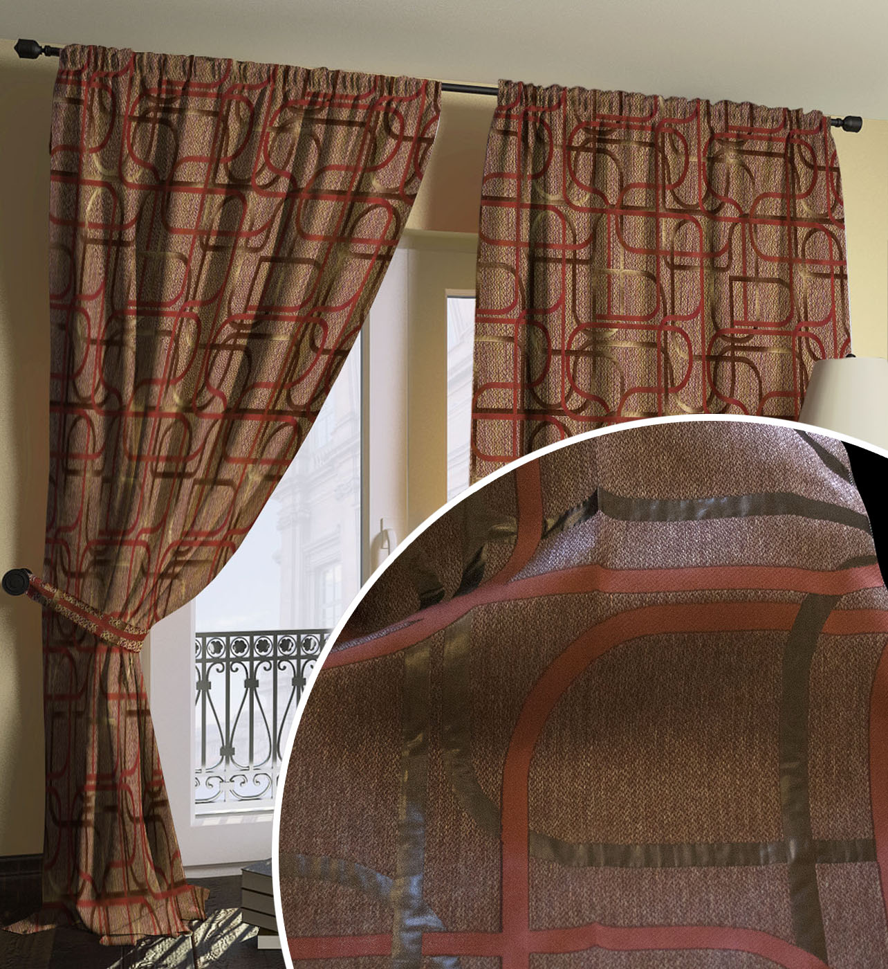 

Штора Ярема 62040 350х270 см 2 шт Бордовая