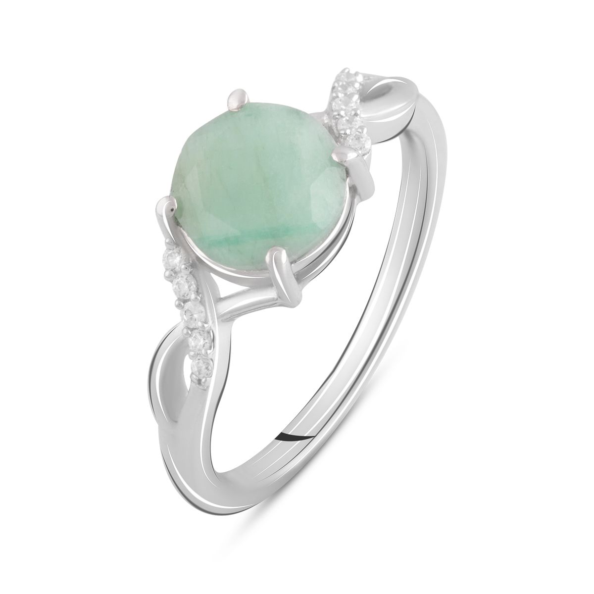

Серебряное кольцо jill с натуральным изумрудом 1.683ct, фианитами 18 размер