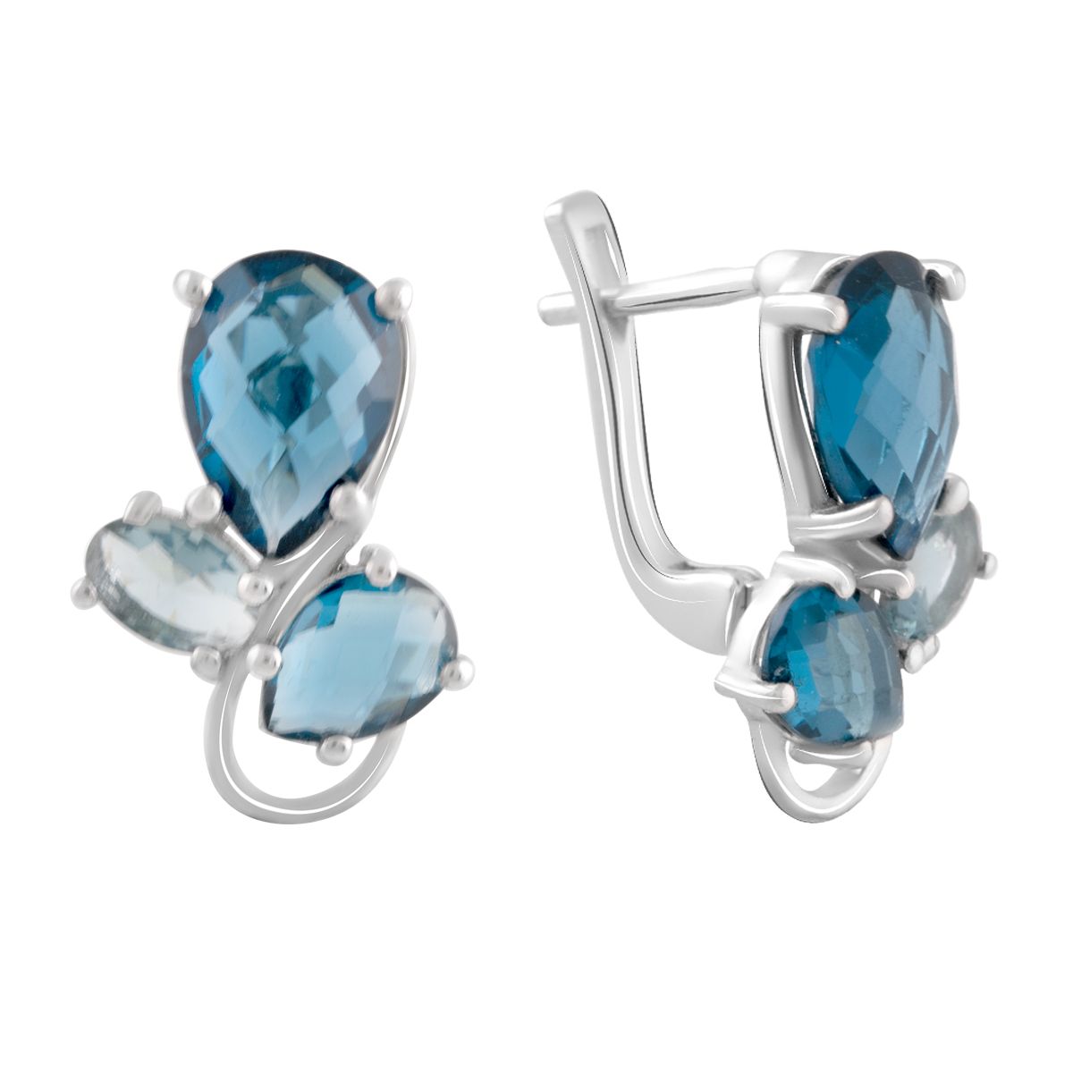 

Серебряные серьги jill с топазом Лондон Блю 0.618ct
