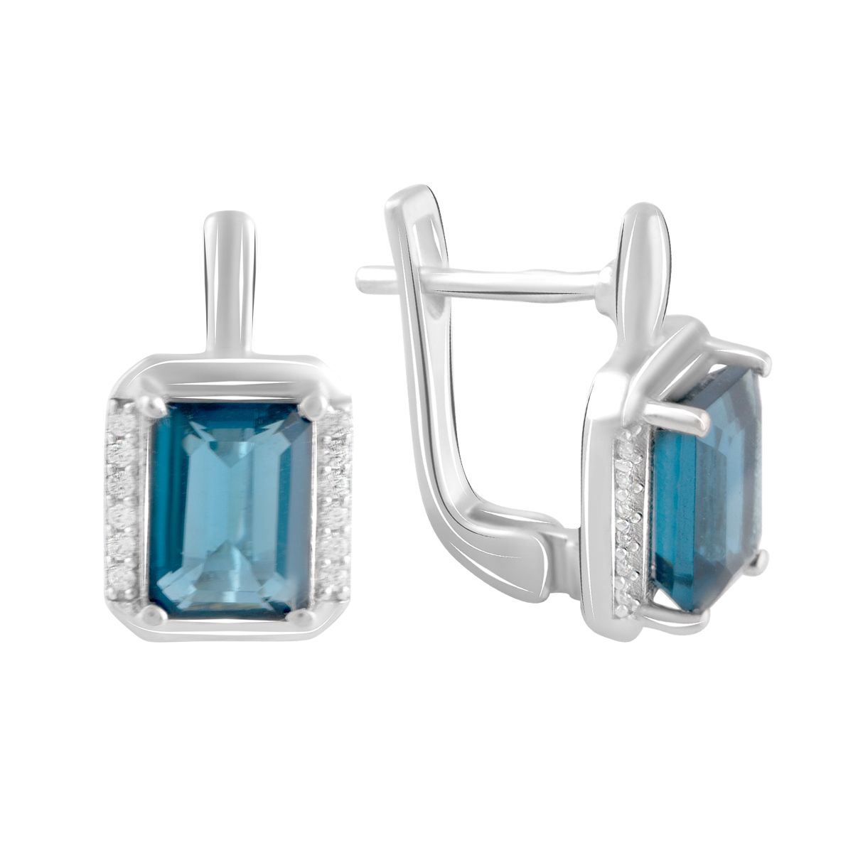 

Серебряные серьги jill с топазом Лондон Блю 2.788ct