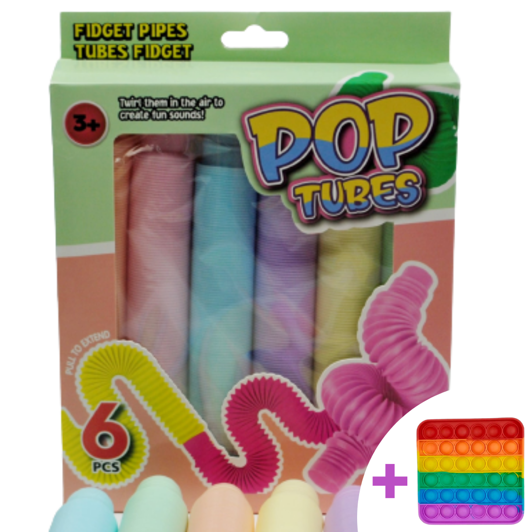 

Игрушка антистресс Поп Туб Набор 6 шт Masyasha Pop Tubes Цвет Макарон Развивающие сенсорные антистресс трубки поп тубе 3смХ20см и поп ит Разноцветные M296T