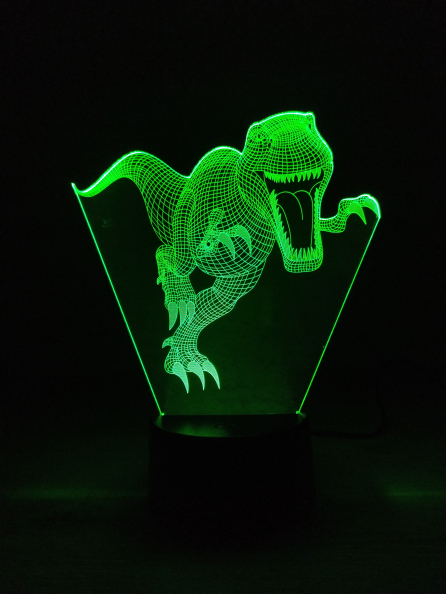 3D светильник-ночник «Динозавр Тирекс 2» CreativeLamps Увеличенная пластина (c пультом ДУ) (1274)
