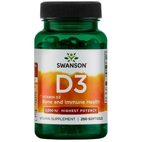 

Вітамін D Swanson Vitamin D3 5000, 250 softgel