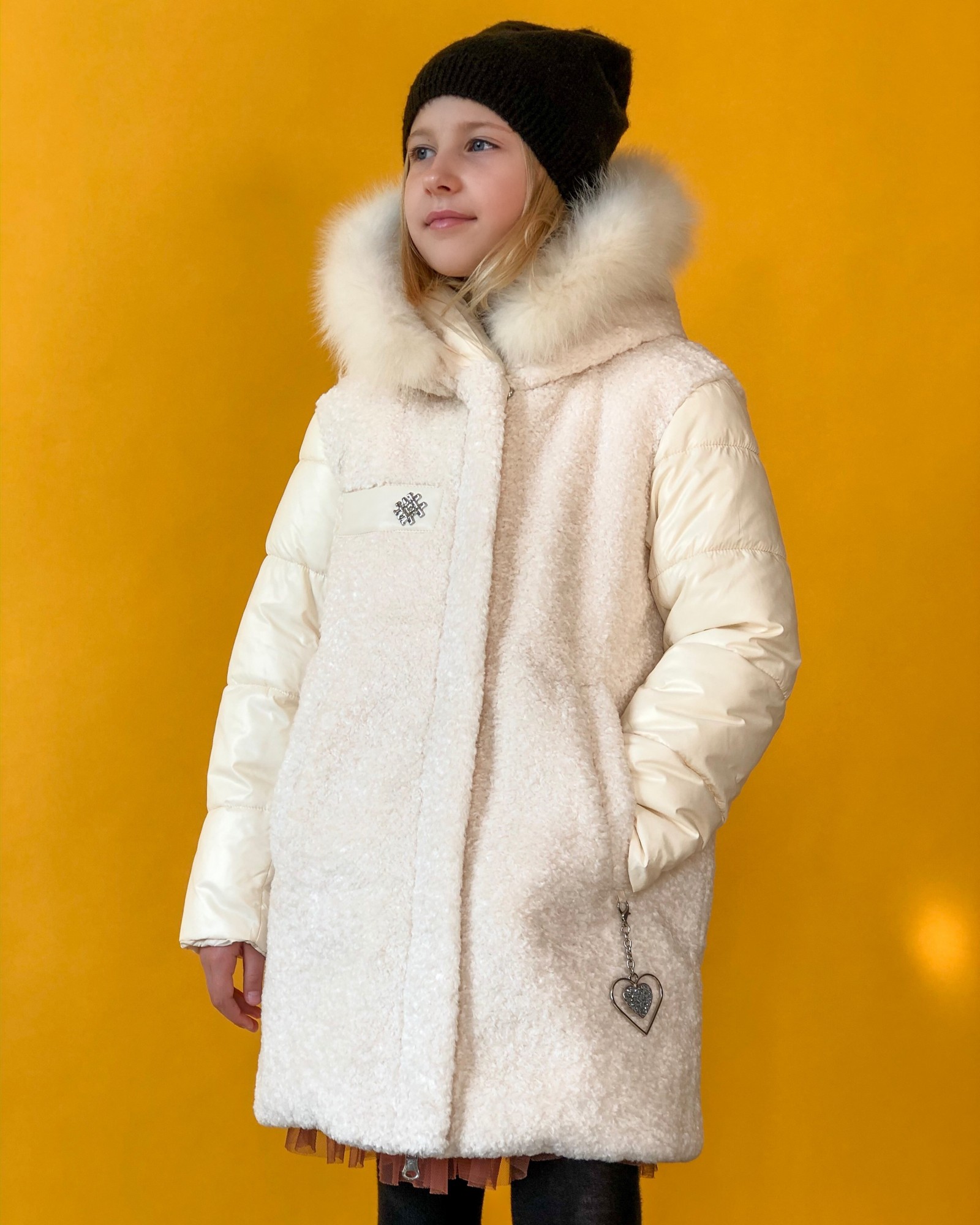 

Куртка пальто двусторонее Lebo Junior 134 см 9 лет цвет молочный 200200