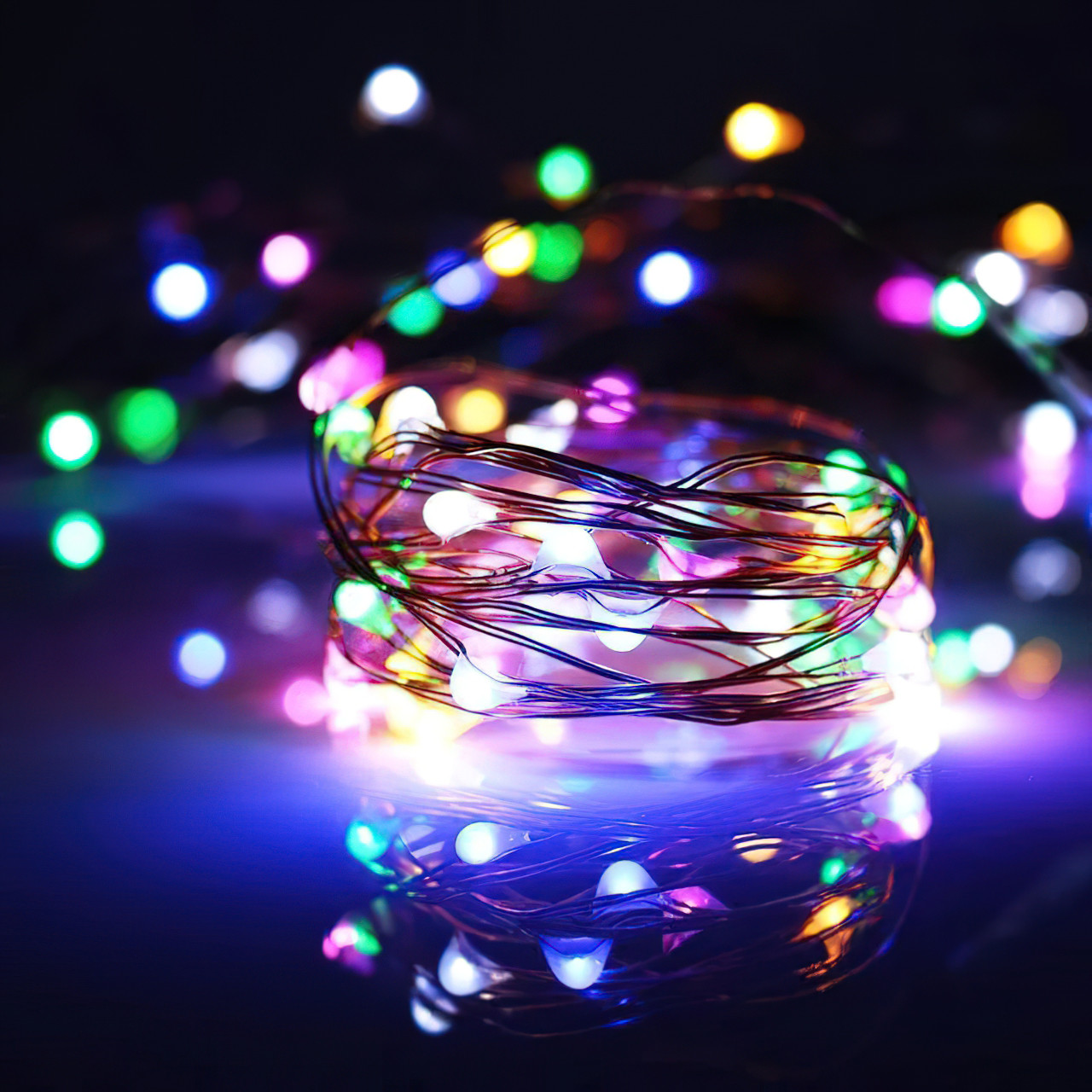 

Новогодняя гирлянда Саме То на батарейках капля росы "LED copper MULTI", светодиодная нить 30 LED 3м