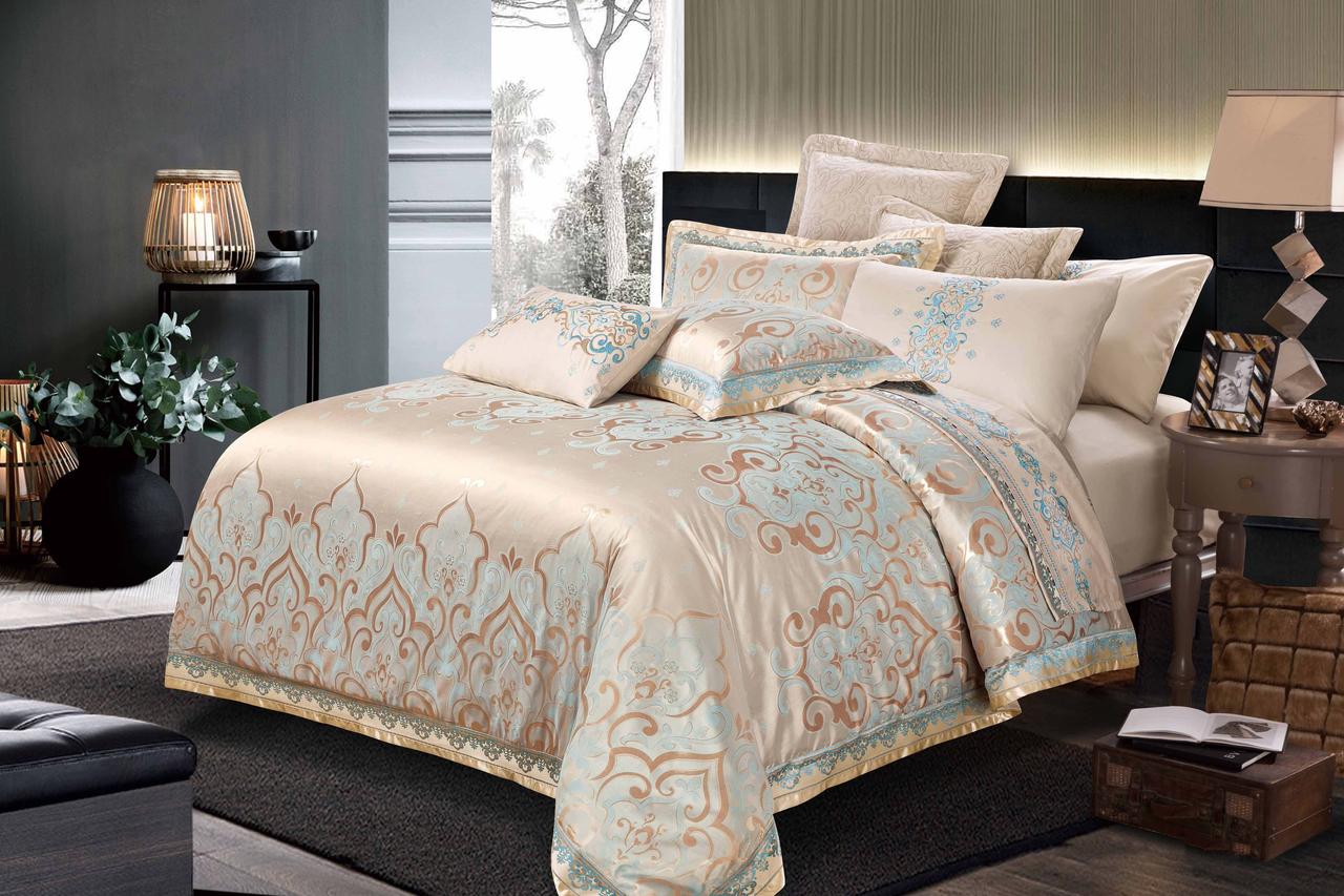 

Двуспальный комплект постельного белья 180*220 жаккард сатин TM КРИСПОЛ Украина