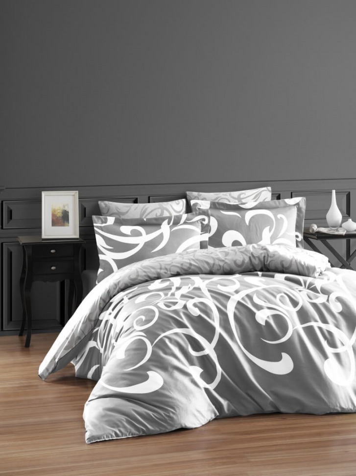 

Постельное белье из люкс сатина First Choice S-26 Ruya gri евро m016586
