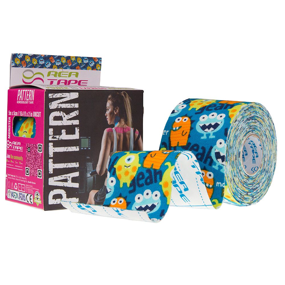 

Кінезіологічний тейп з візерунком монстрики Rea tape Pattern 5мх5см (REA-Pattern-monster)