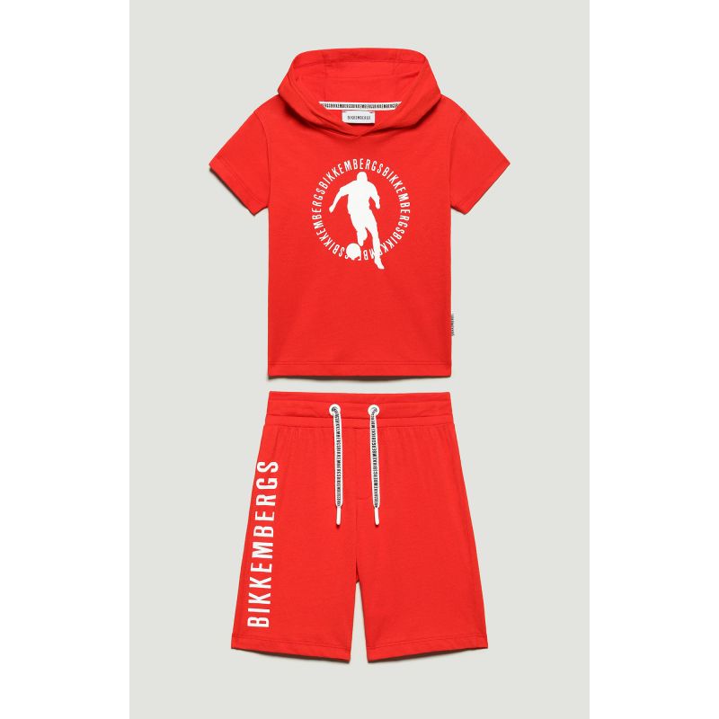 

Летний комплект: футболка с капюшоном и шорты BIKKEMBERGS 140 см Красный 0281