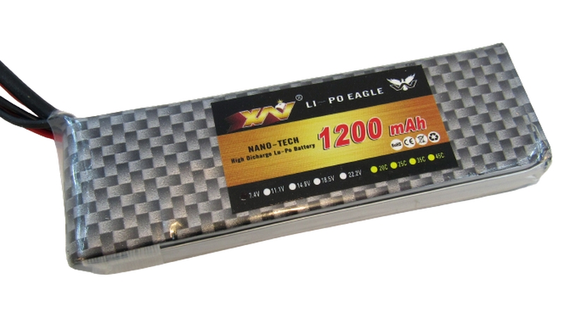 

Аккумулятор квадрокоптера LiPo 7.4V 45C 1200mah 2S JST 78г 100*30*12мм (16029)