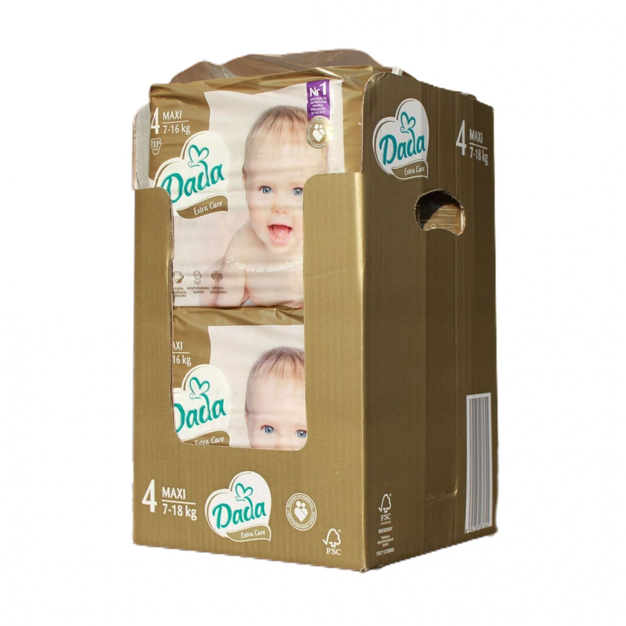 

Підгузки Dada Extra Care 4 MAXI 132 шт / 7‑18 кг (4 пачки в заводському ящику)