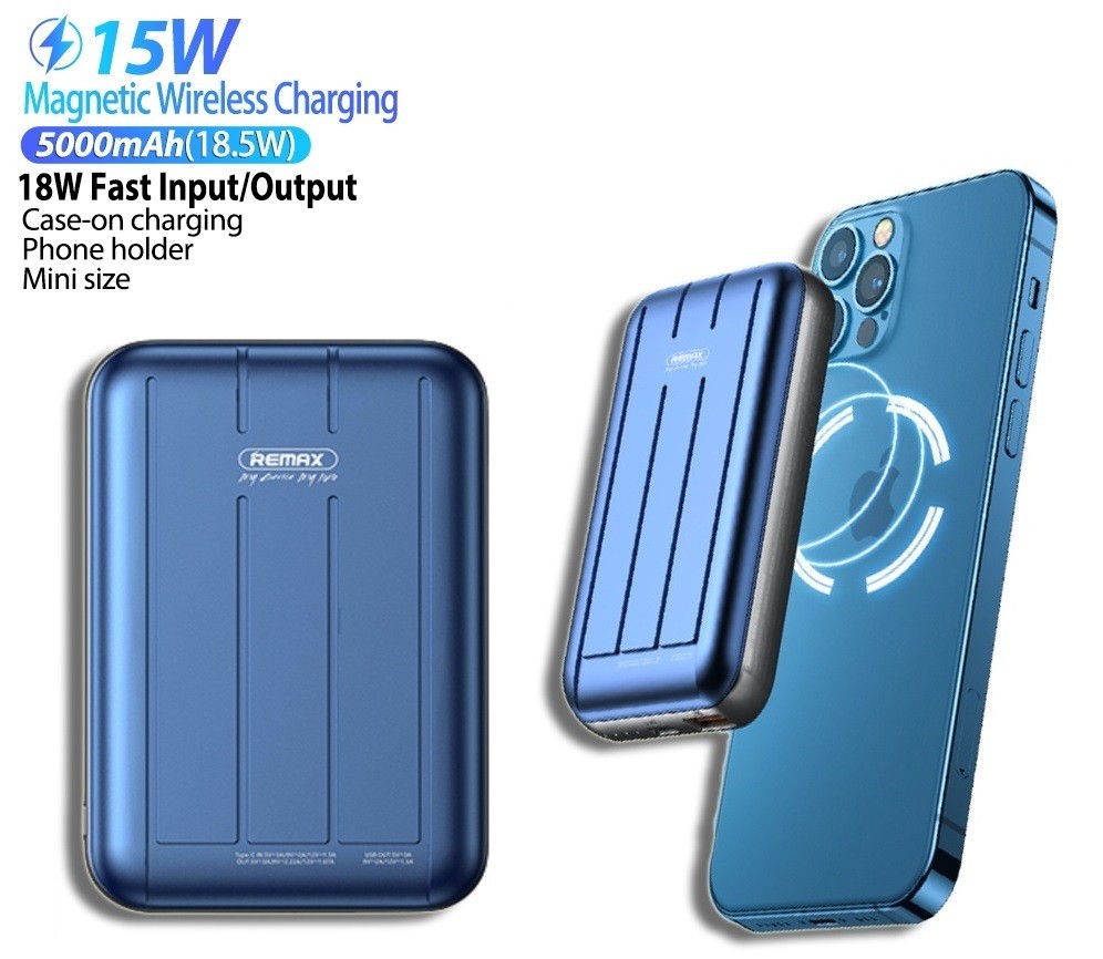

Павербанк Remax wireless Magsafe Quick Charge 5000mAh для iPhone 12|13|Max|Watch| AirPods|Samsung| Xiaomi| Huawei| Lenovo| Oppo| Blue