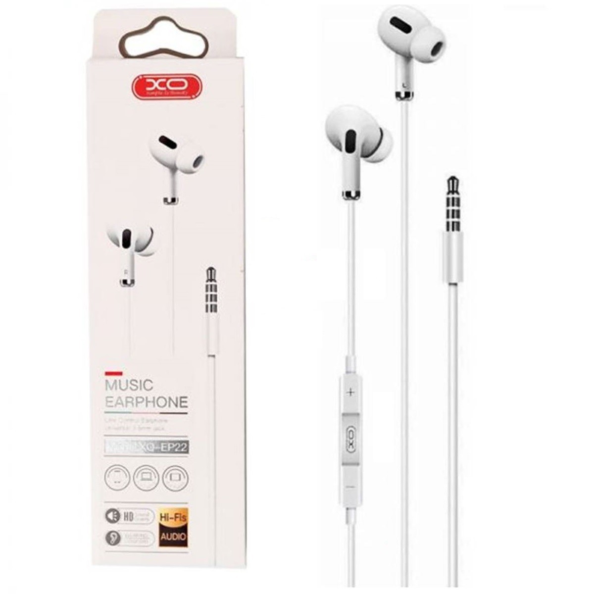 

Наушники XO Music с микрофоном 3.5mm для Samsung/Xiaomi/Huawei/Meizu white