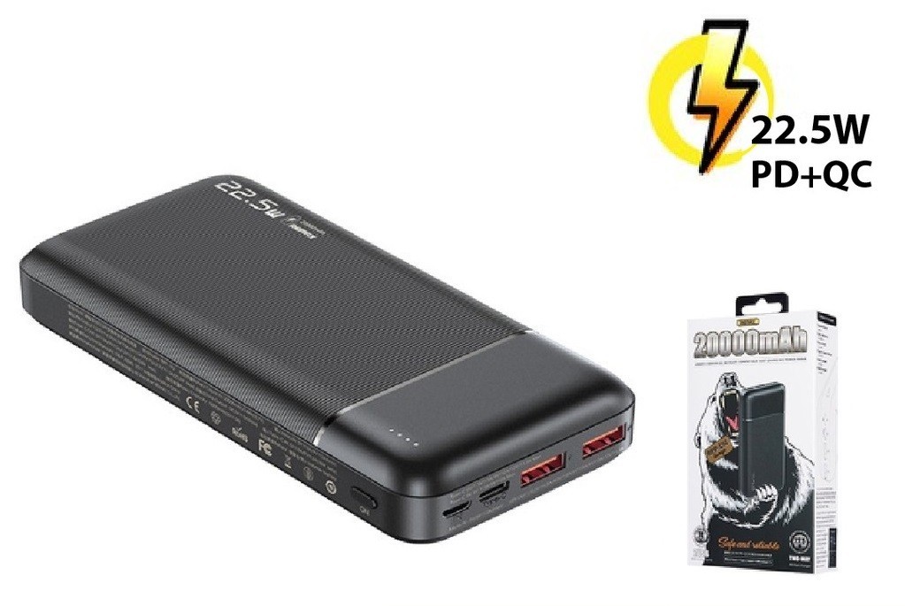 

Павербанк Remax 20000 mAh Power Bank |2xUSB/1xType-C, 2A для Android/iOS black