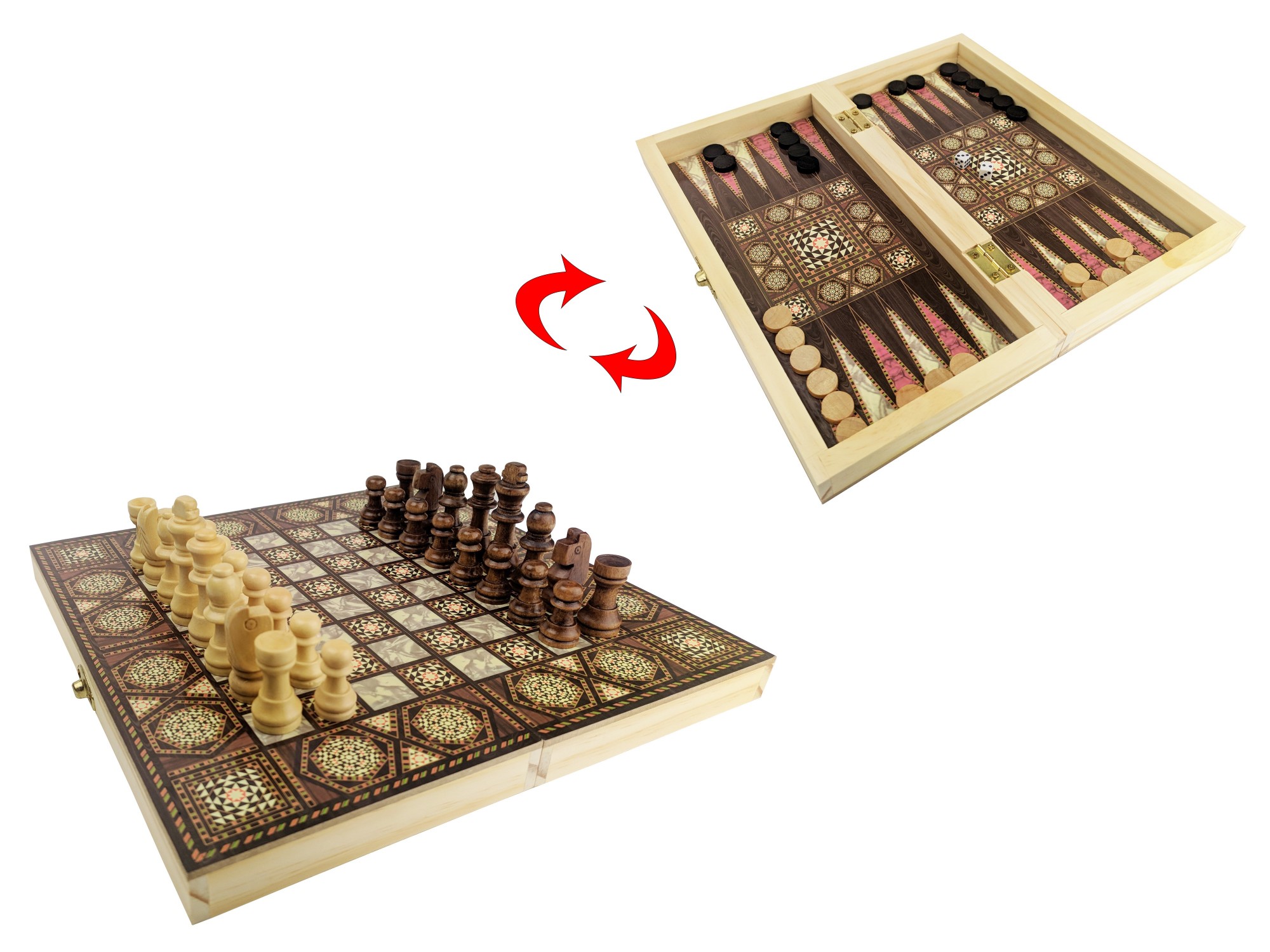 

Настольная игра HAODELI CHESS Шахматы с шашками и нардами Восточный стиль