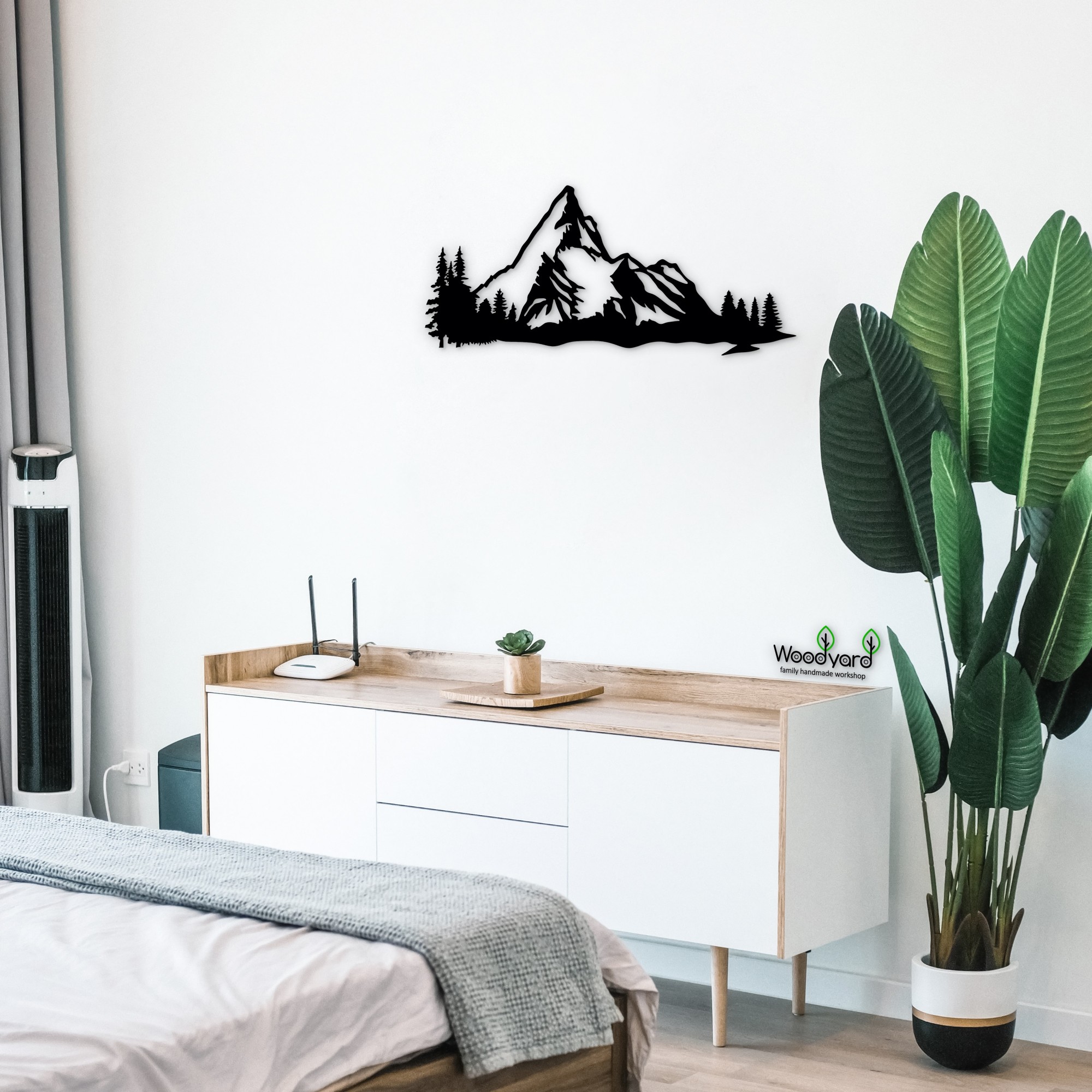 

Панно из дерева Woodyard горы 95х38 см чёрное 005