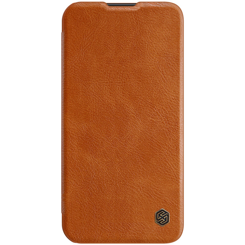 

Кожаный чехол (книжка) Nillkin Qin Pro Camshield для Apple iPhone 13 (6.1") Коричневый