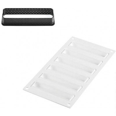 

Набор форм для тартов 107x23 мм, h 12 мм + 6 колец Silikomart (KIT TARTE RING RECTANGULA 120x35 MM)