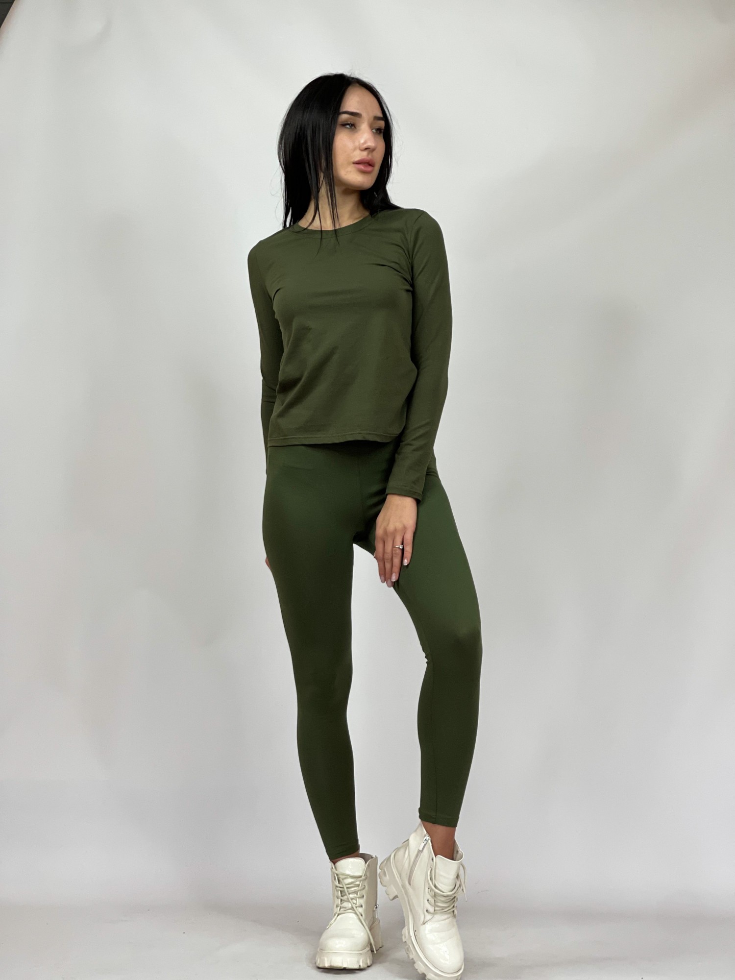 

Комплект Baysho Лонгслив с лосинами Кулирка, S Хаки (BK0701-710-BK0901-710)