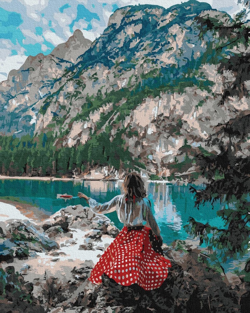 

Картина по номерам BrushMe GX37569 40*50 cм Путешественница у озера