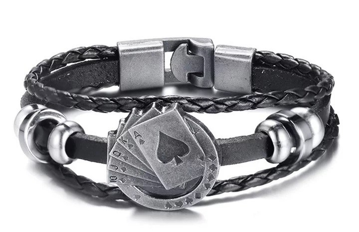 

Браслет кажаный TrendMax чёрный длина 20 см