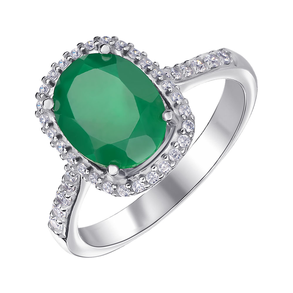 

Серебряное кольцо с агатом и фианитами 000145682 18.5 размера