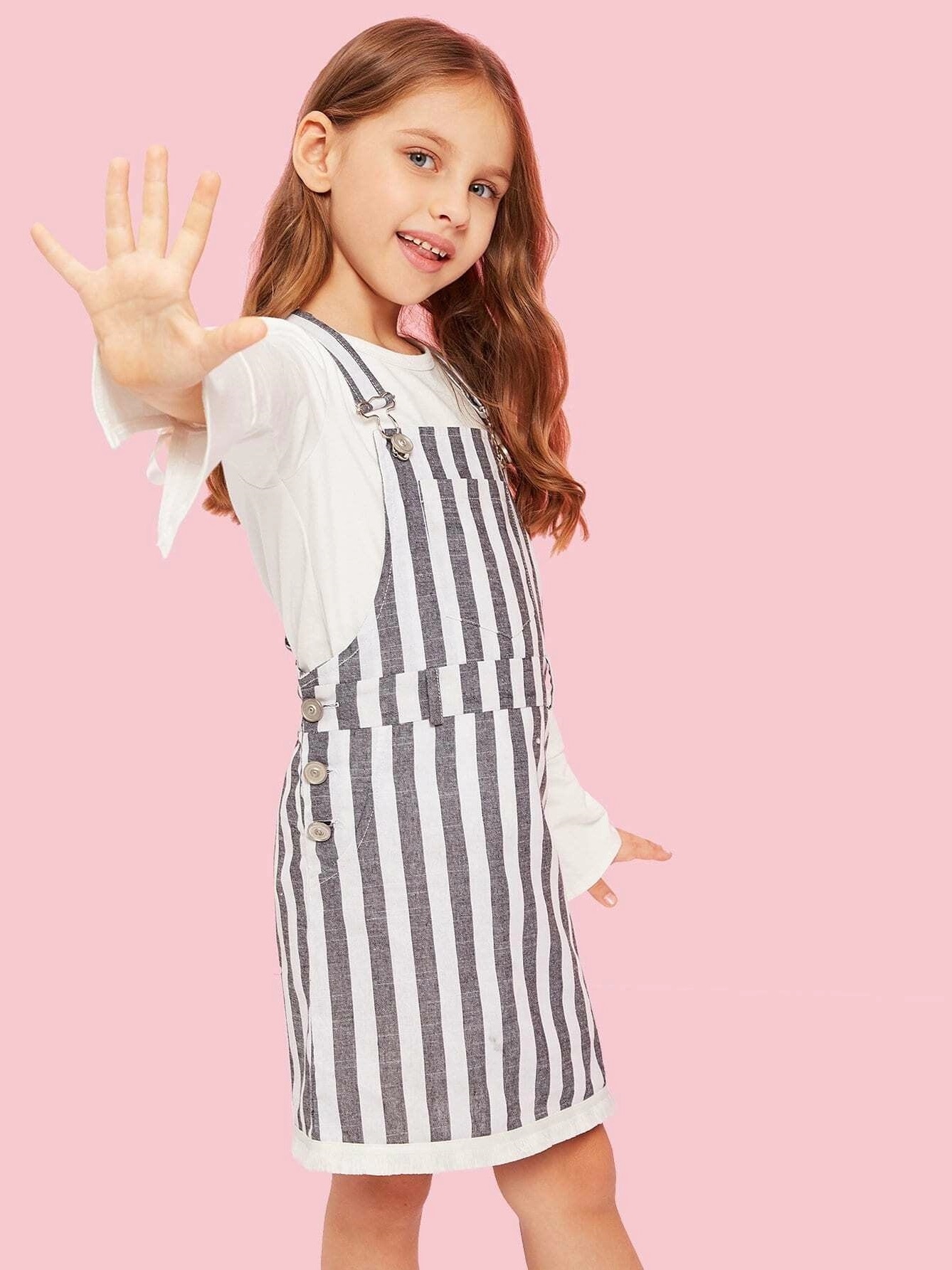 

Полосатое платье Shein 181009001 130 cm (91972130cm) Белый