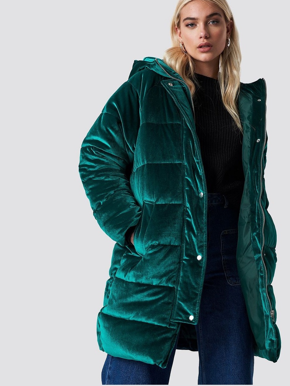 

Куртка миди бархатная NA-KD 1018001218 EU38 Зеленый