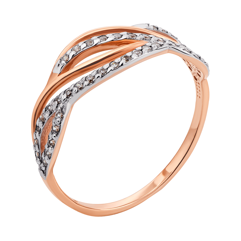 

Золотое кольцо в комбинированном цвете с кристаллами циркония 000106384 17.5 размера