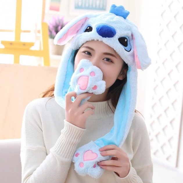 

Светящаяся шапка BIT Стич toys soft toys with led с двигающими ушками шапка с Led подсветкой голубой размер М