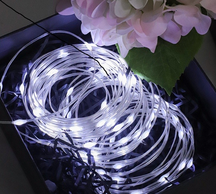 

Гирлянда светодиодная нить белая 50м 500 Led 8 Режимов IP44 дом и улица провод белый