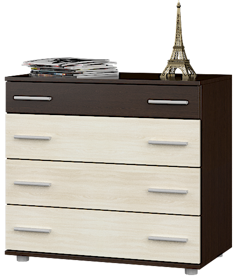 

Комод Эверест К 1 80х45х73 см Комби Венге темный Дуб молочный Роликовые направляющие