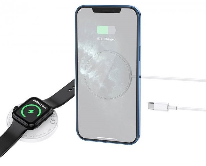 

Зарядное устройство Hoco Strong Magnit 2в1 для iPhone 12/13, Watch white