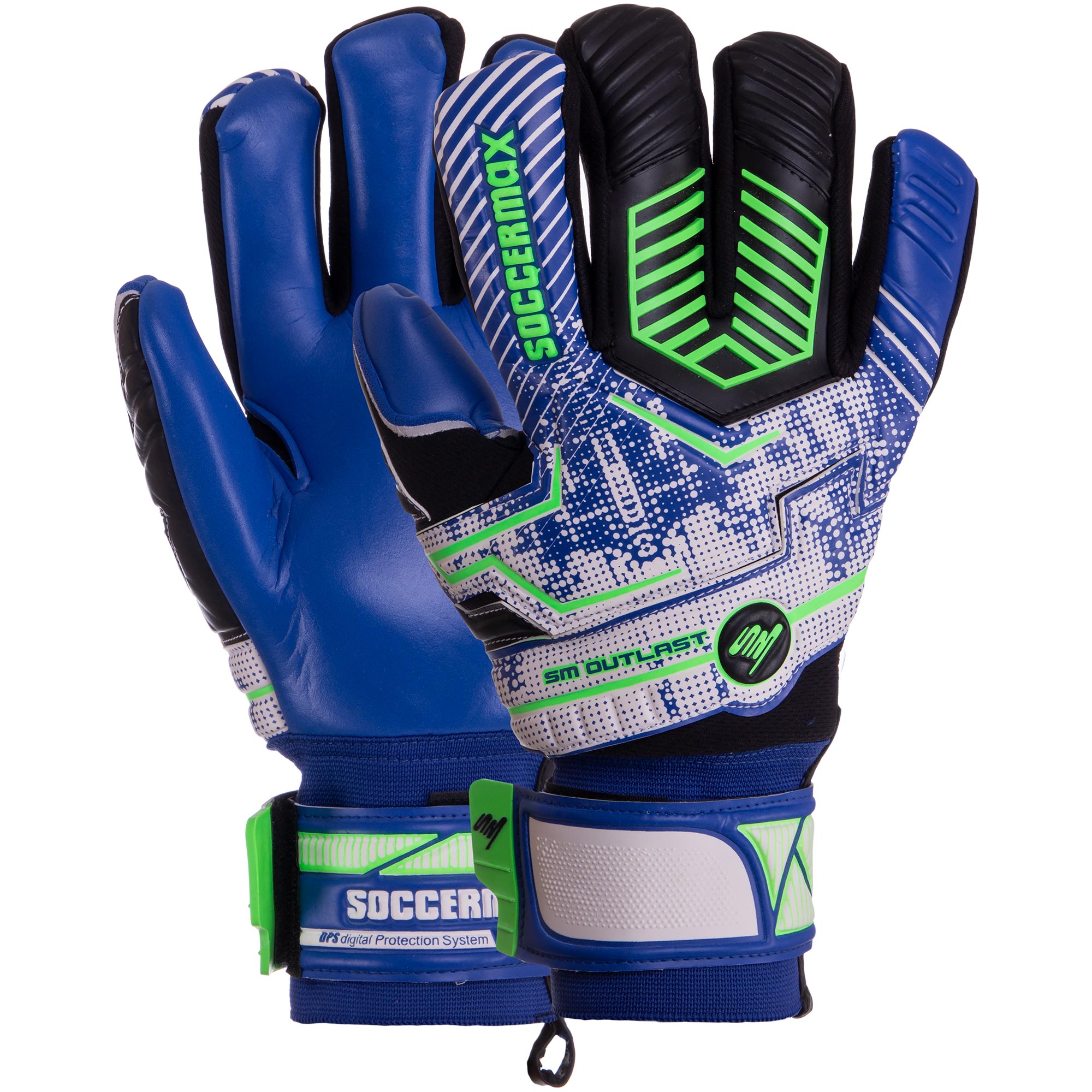 

Перчатки вратарские SOCCERMAX GK-002 (размер 9, синий-салатовый)