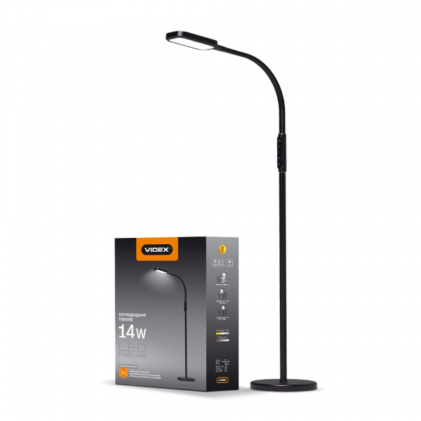 

LED торшер черный VIDEX TF07B 14W 3000-5500K
