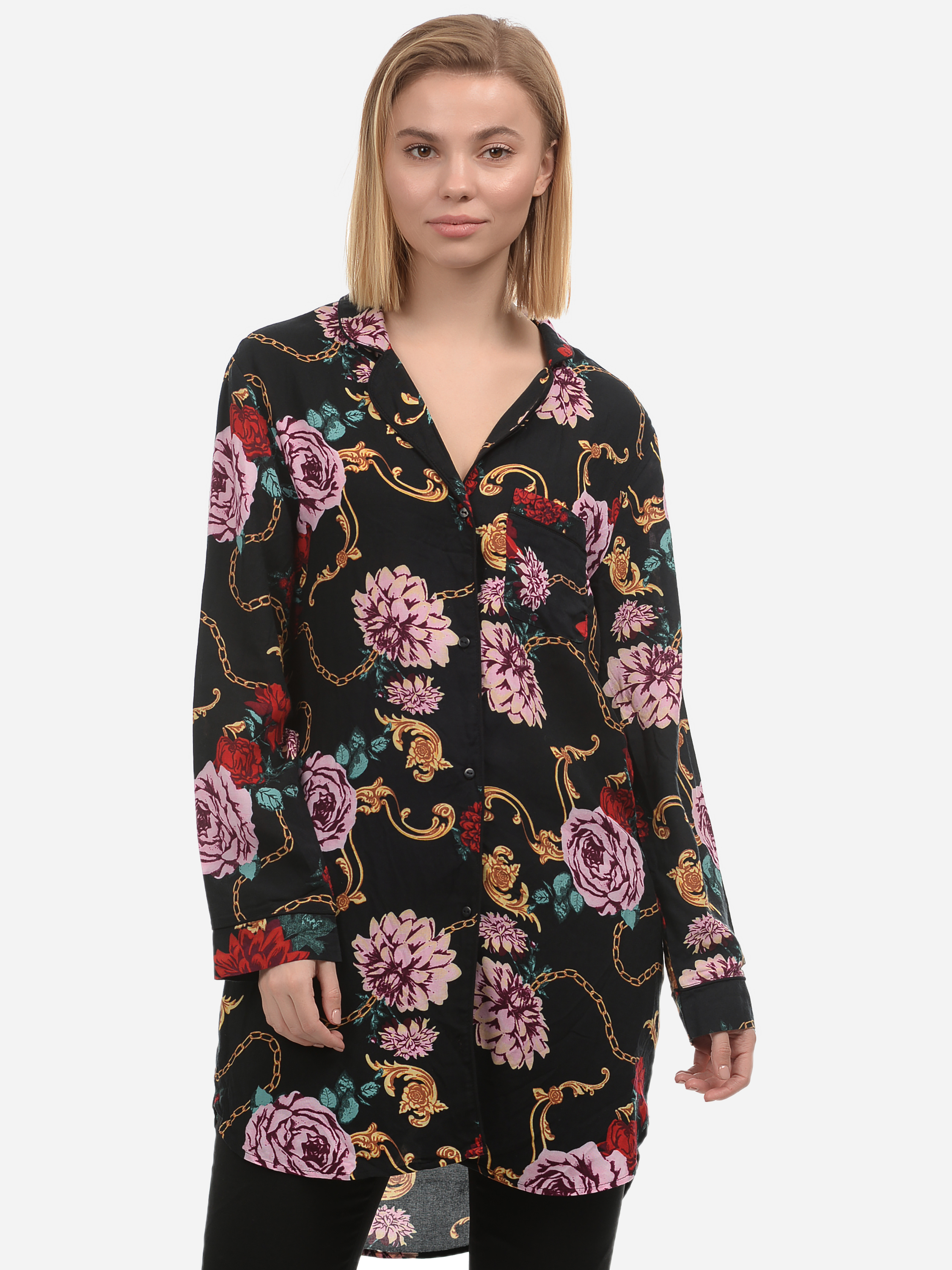

Рубашка H&M 126552628  Черная цветы, Рубашка H&M 126552628 S Черная цветы