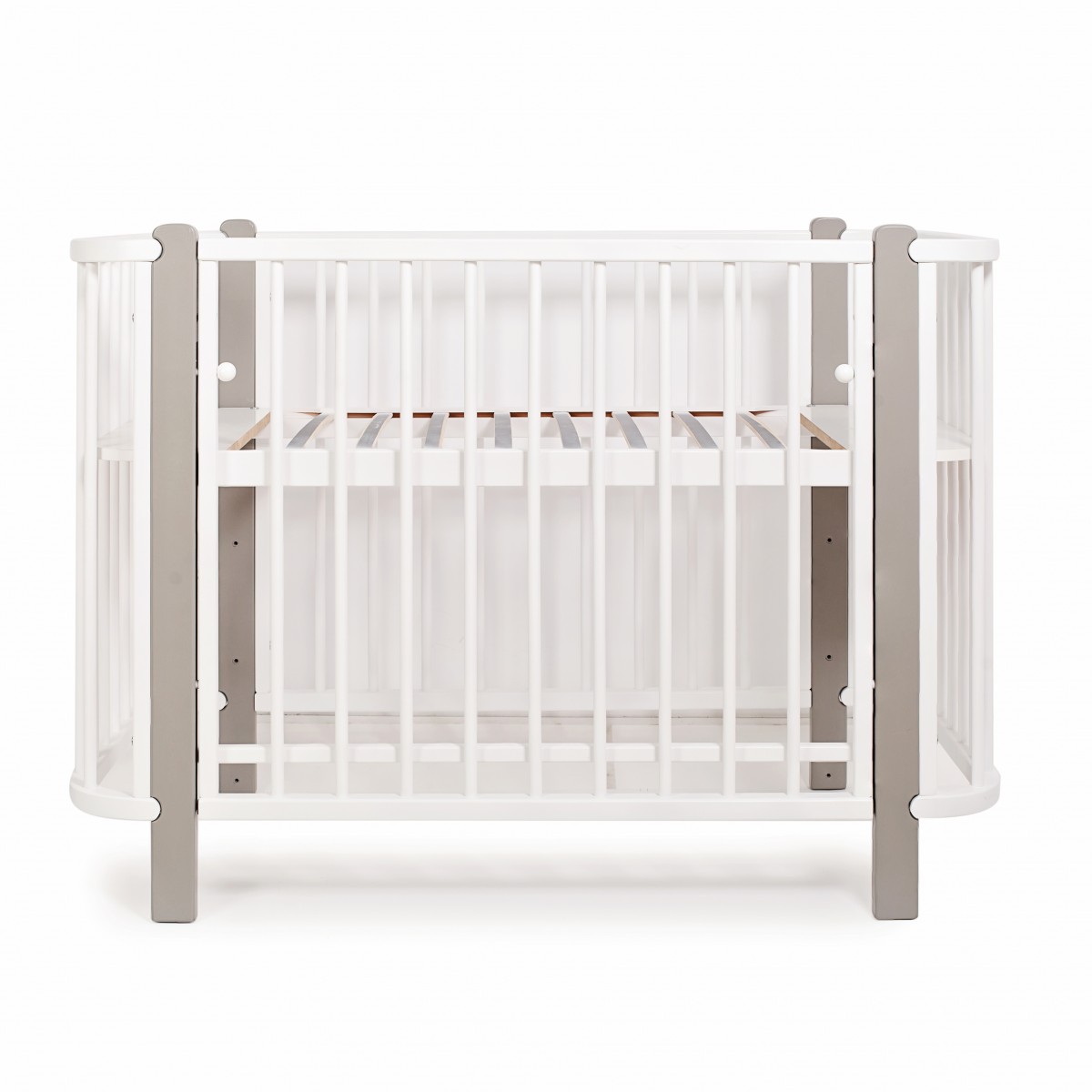 

Кроватка детская Twins Luno L100-LU-02 Белый/Серый деревянная, овальная
