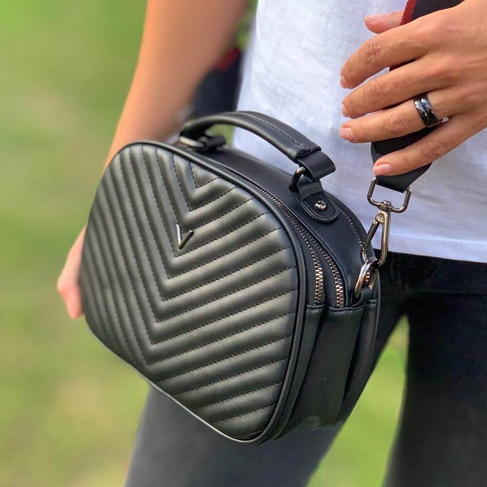 

Сумка женская кросс-боди на 3 отдела черная через плечо