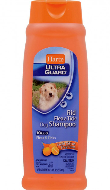 

Шампунь Hartz Ultra Guard Rid Flea & Tick Dog Shampoo, Fresh Citrus для собак от блох и клещей с ароматом свежего цитруса 532 мл (47100)
