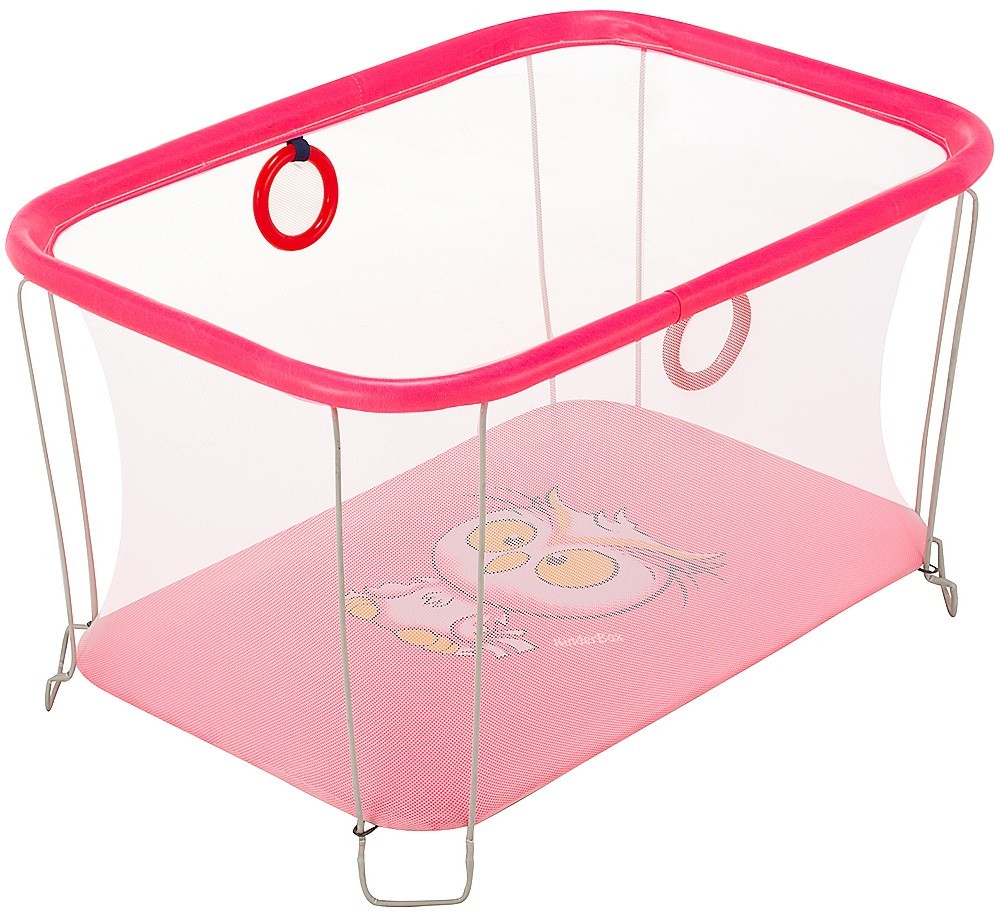 

Манеж детский игровой KinderBox солнышко Малиновый сова с мелкой сеткой SUN 3311