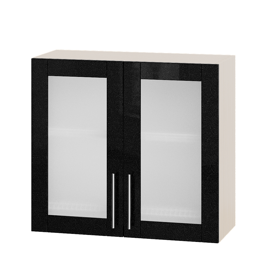 

Кухня Модерн Эверест модуль Верх Для Сушки Витрина ВВ06-800 Черный металлик Глянец - Дуб молочный 80х30х72см + сушилка для посуды