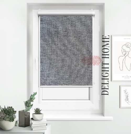 

Ролета в кассете с направляющими алюминий термо Tanova Рогожка БО асфальт 47.5х150 см