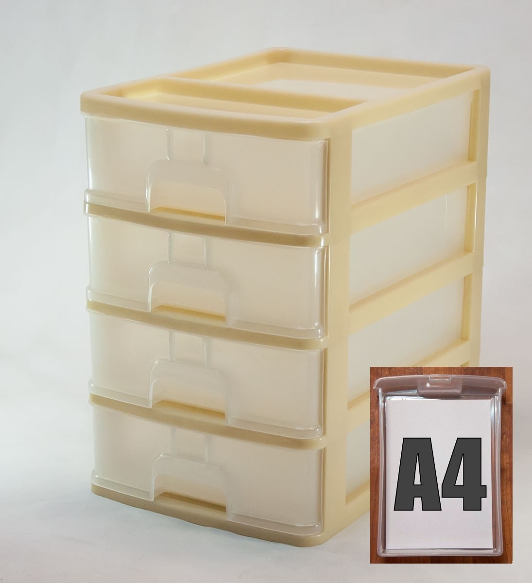 

Миникомод А4 четыре секции R-Plastic 35х25,5х38 см бежевый