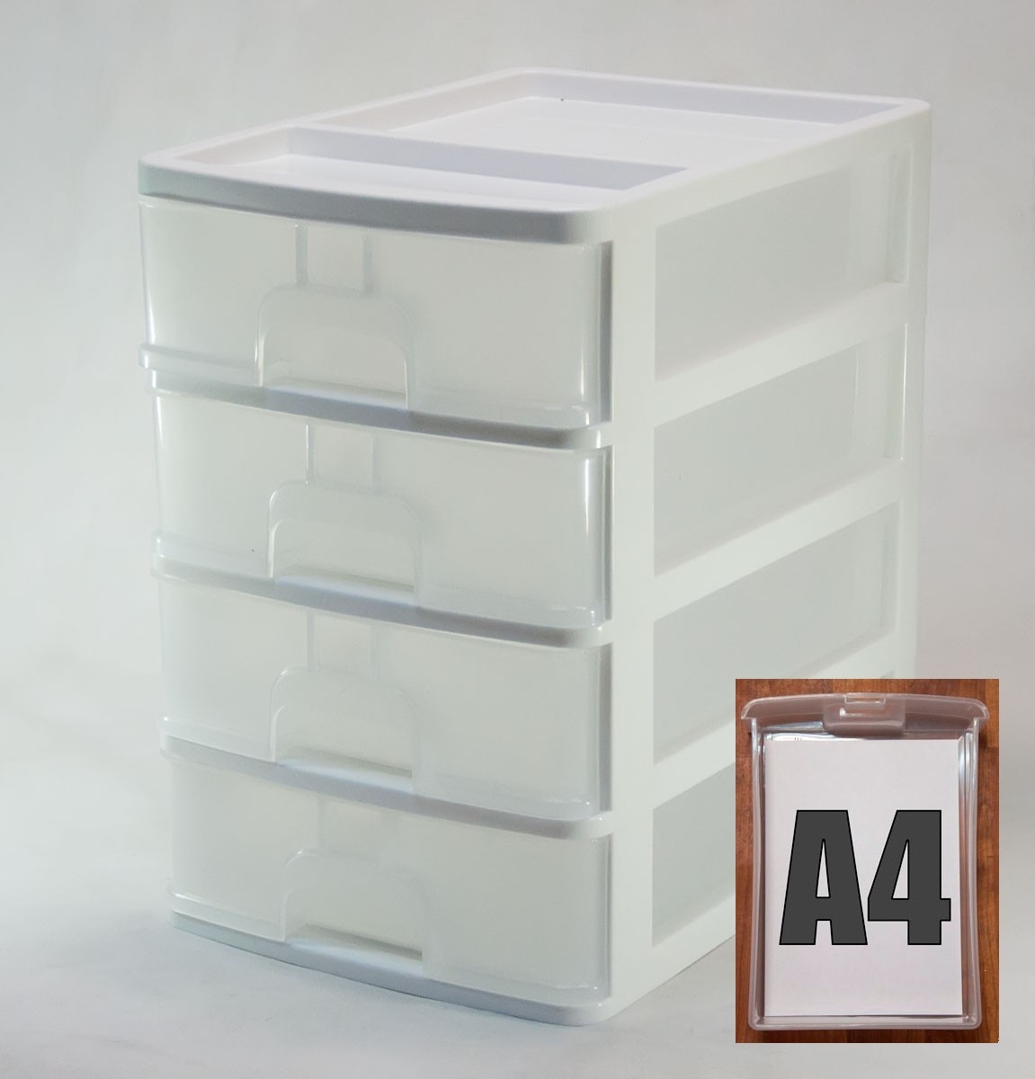 

Миникомод А4 четыре секции R-Plastic 35х25,5х38 см белый