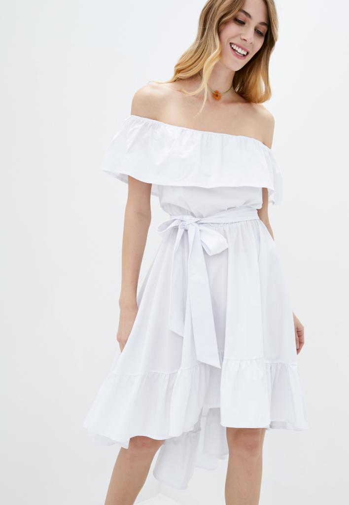 

Летнее ассимитрическое женское платье с воланами. Подіум 25861-WHITE XXL Белый