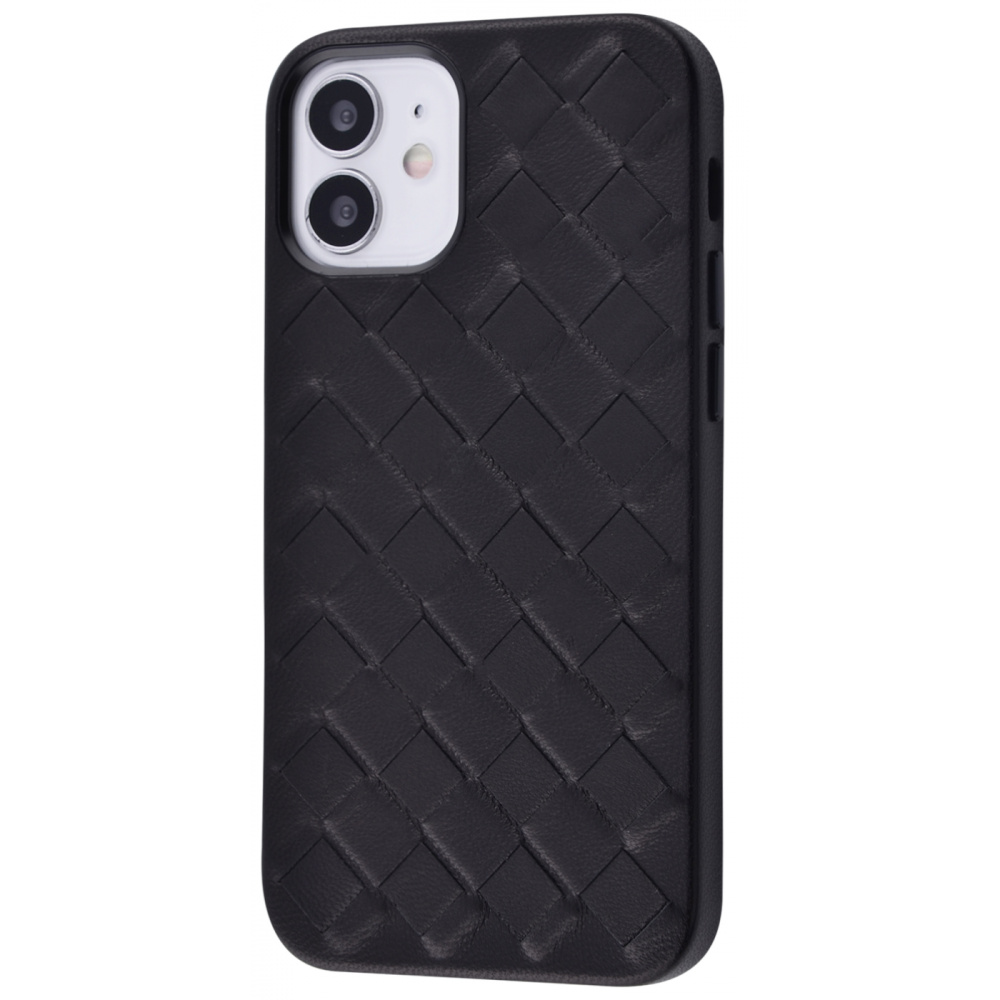 

Чехол PRC Genuine Leather Case Weaving Series iPhone 12 mini black Черный